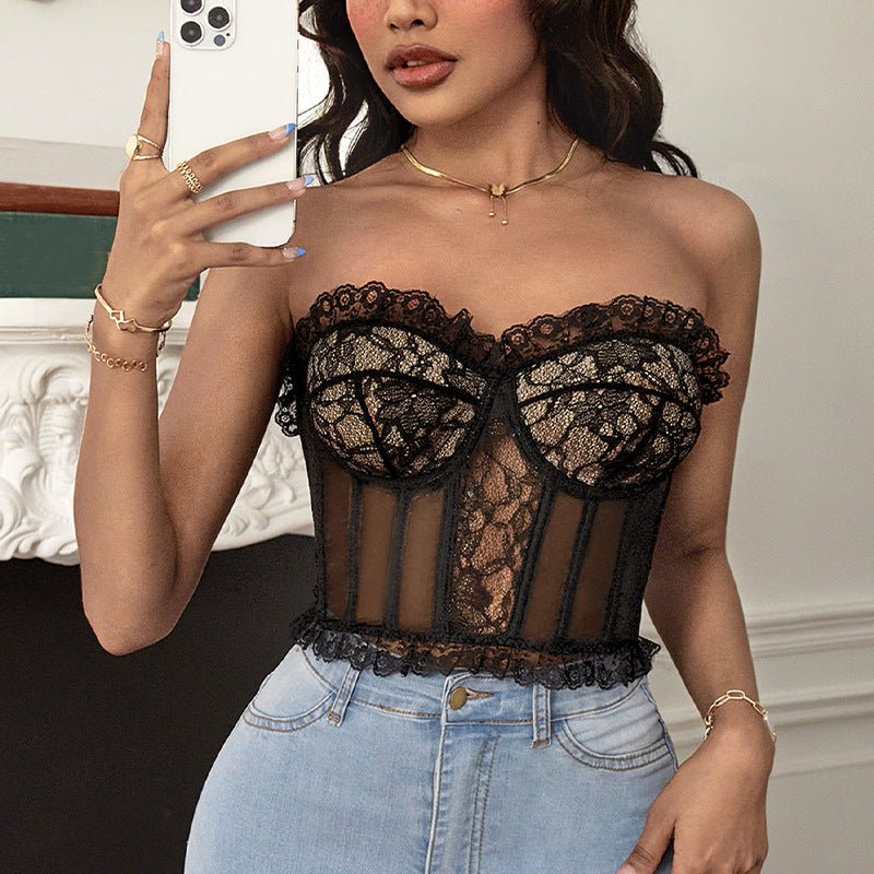 Sexy Boning Corset Bra Outer Corset Lace Slim Fitting Back Shaping Sexy Underwear Competitive - Bae Apparel