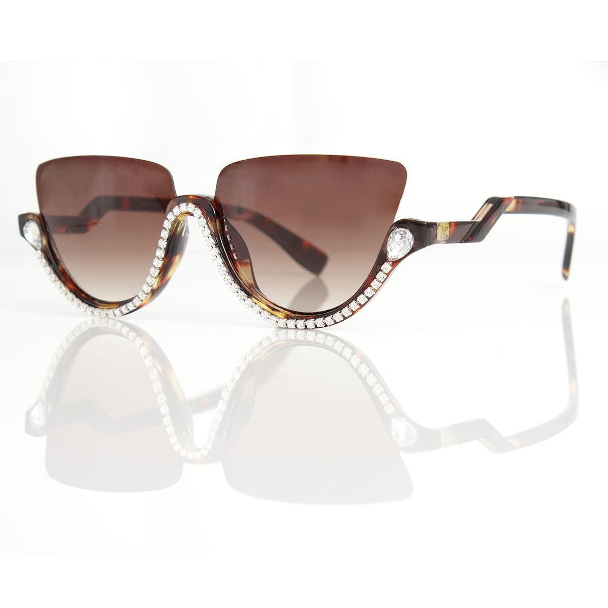 Sunglasses Half Frame Tortoiseshell Eyewear Women - Bae Apparel