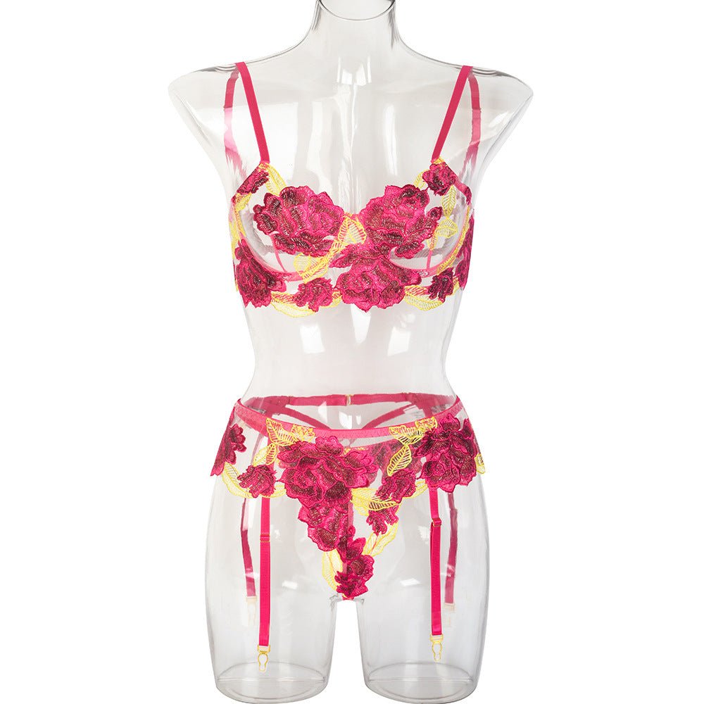 Supply Elegant Rich Peony Embroidery Sexy Split Three Point Sexy Suit - Bae Apparel