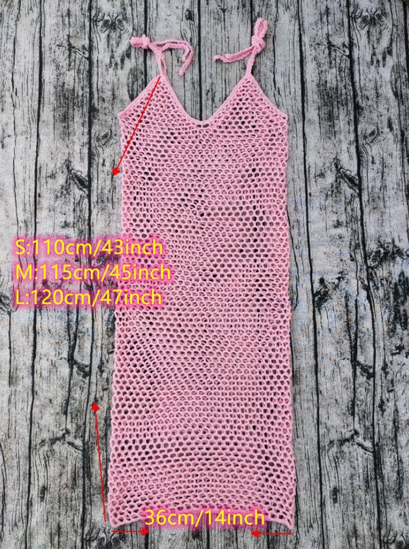 4 Color Summer Sleeveless Crochet Beach Dress - Fashion