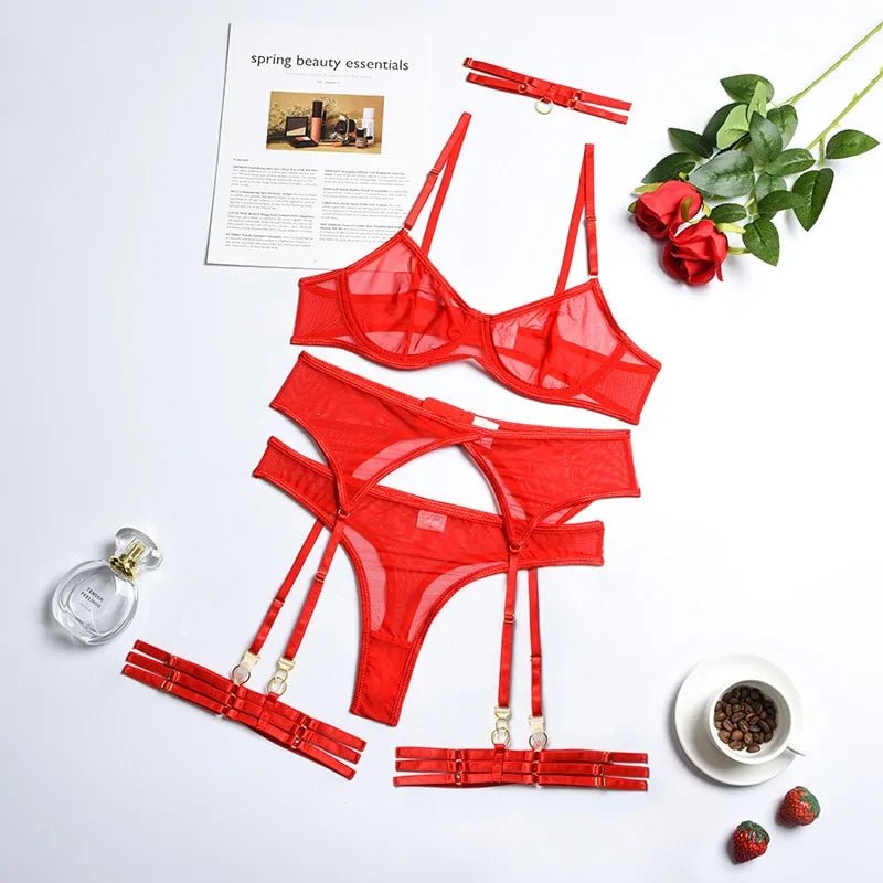 4 Pieces Sexy Erotic Lingerie - Fashion
