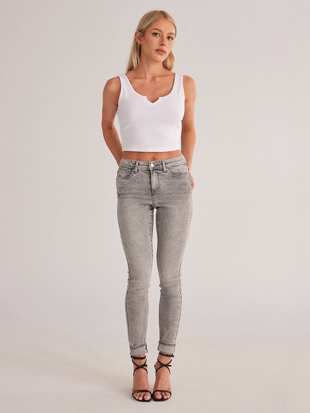 (Size-up) "Sylvia" Stone Washed Stretchy Skinny Jeans Mid Rise HEBWWSHE94 - Fashion