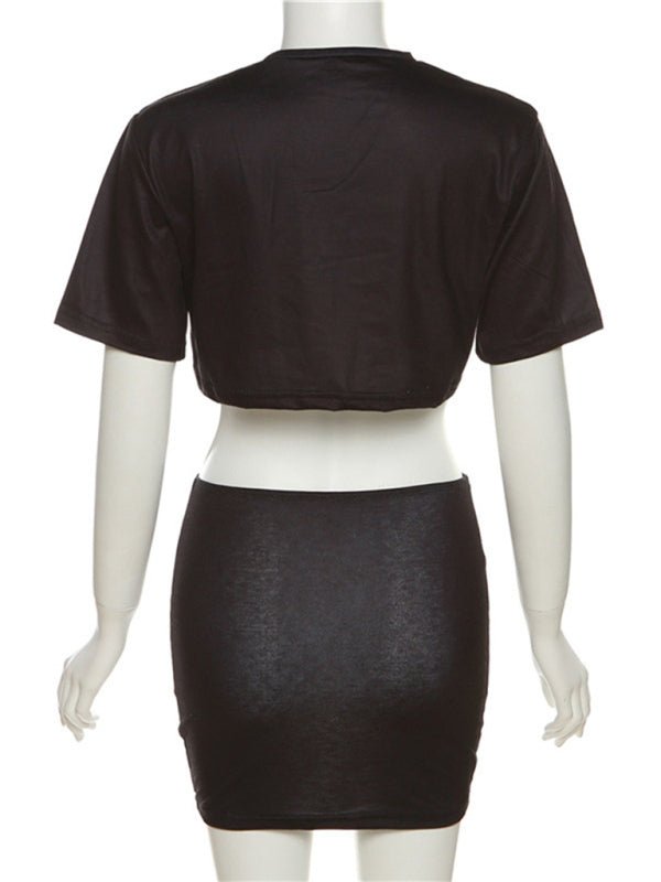 Women's Fashion Printed Short Top + Skirt Two-Piece Set - Bae Apparel
