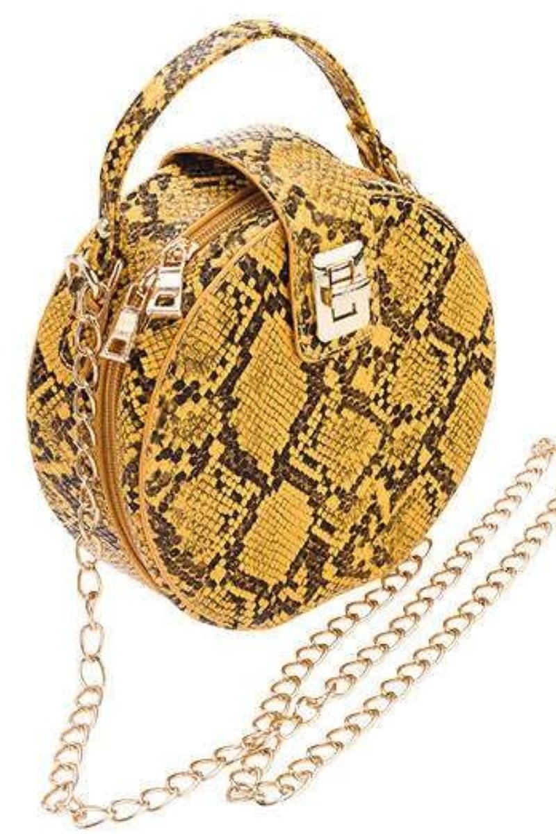 Snake skin round handbag - Bae Apparel